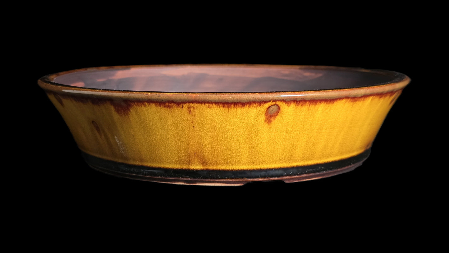 Bonsai Pot, Lava Glaze Flare Crystal Round 12-25 - 10.5" X 2.25"