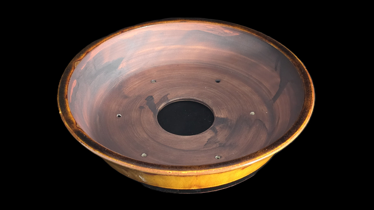 Bonsai Pot, Lava Glaze Flare Crystal Round 12-25 - 10.5" X 2.25"