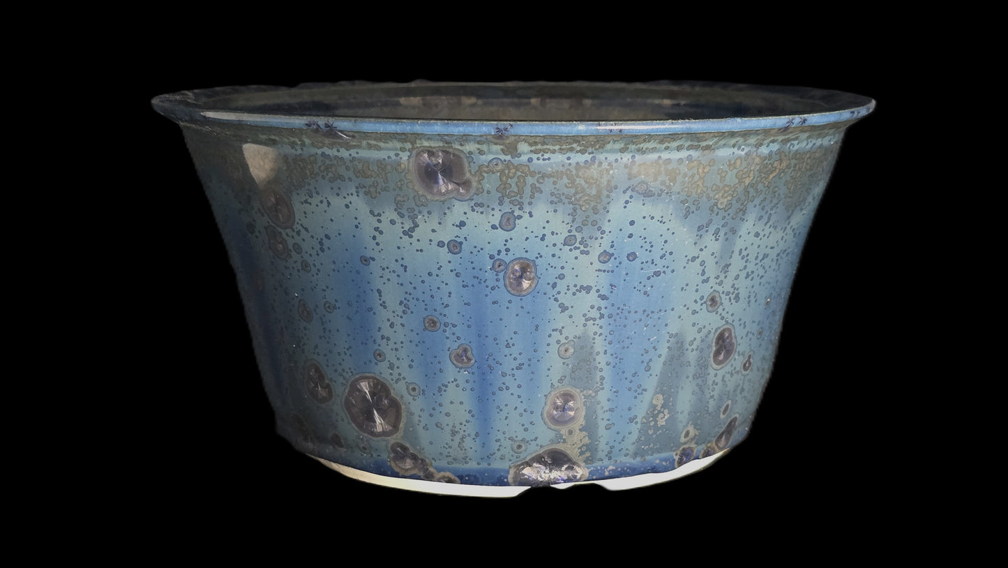 Bonsai Pot, Blue Crystal Round 12-25 - 10.25" X 5"