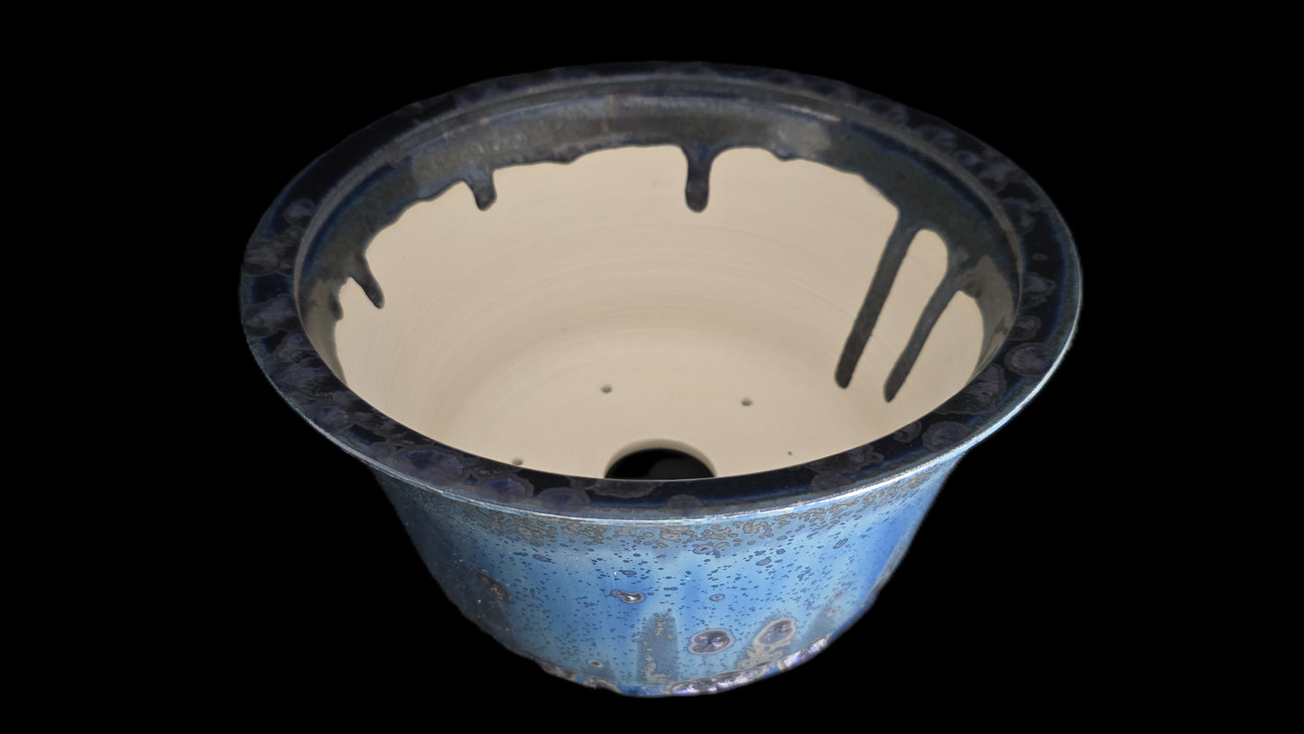 Bonsai Pot, Blue Crystal Round 12-25 - 10.25" X 5"