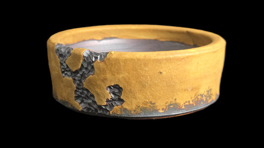 Bonsai Pot, Mustard carved Round 12-25 - 4.5" X 1.5"