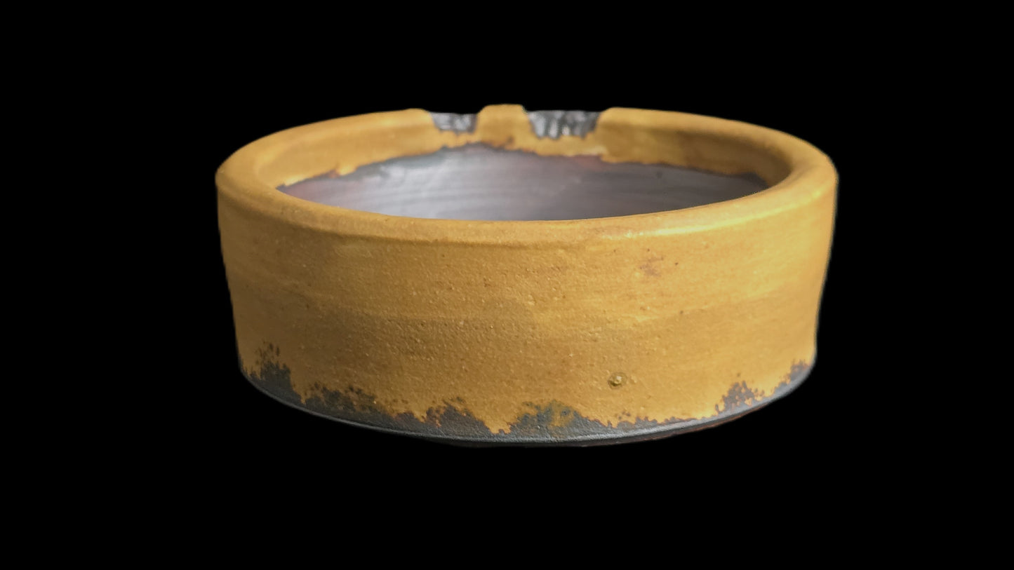 Bonsai Pot, Mustard carved Round 12-25 - 4.5" X 1.5"