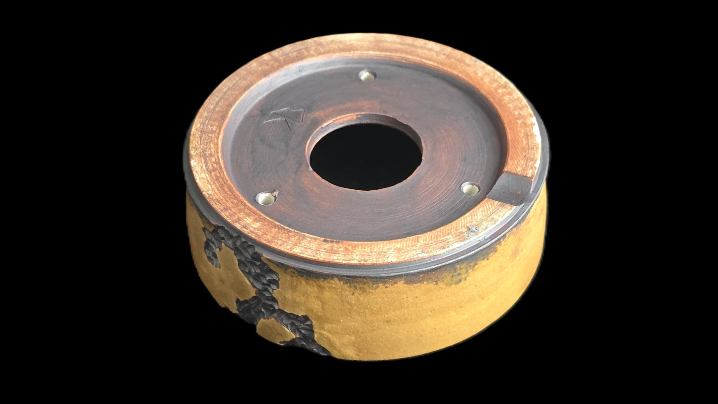 Bonsai Pot, Mustard carved Round 12-25 - 4.5" X 1.5"