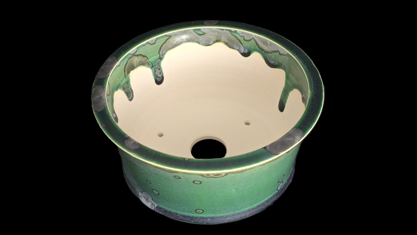 Bonsai Pot, Green  Round 12-25 - 6.5" X 3"