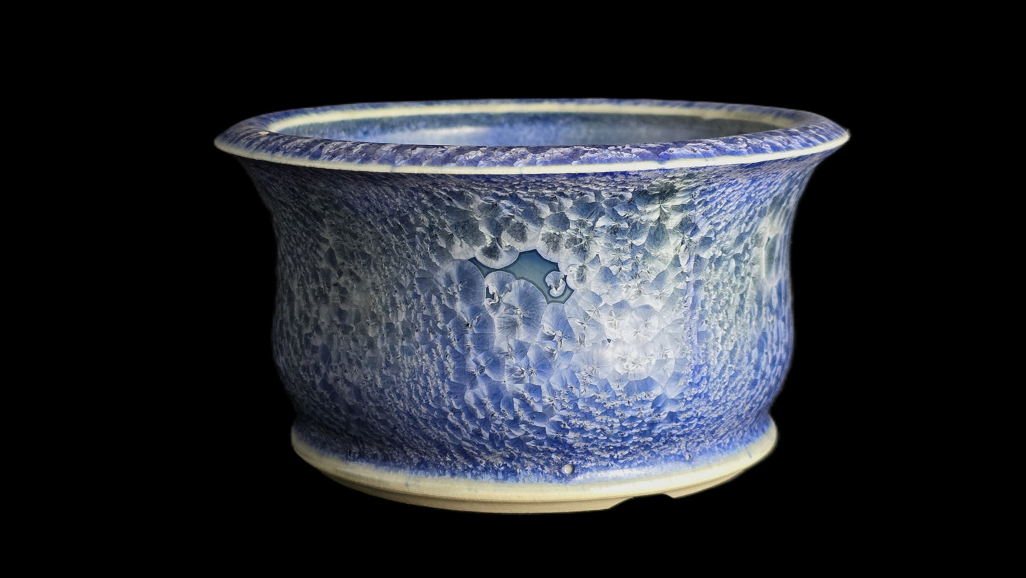 Bonsai Pot, Crystalline Round 1-26 - 4.75" X 2.5" Baby Blue Texture