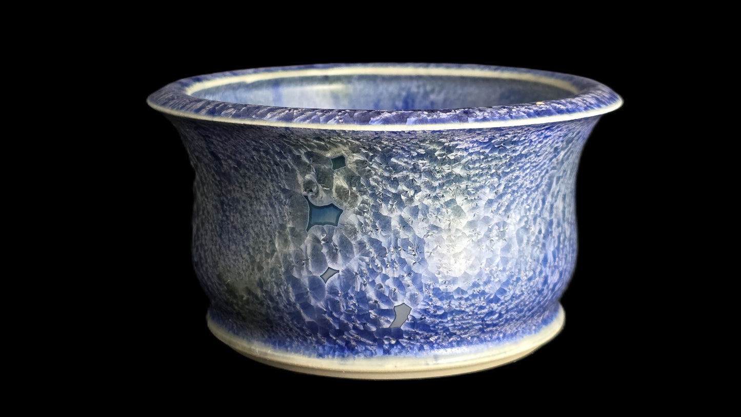 Bonsai Pot, Crystalline Round 1-26 - 4.75" X 2.5" Baby Blue Texture