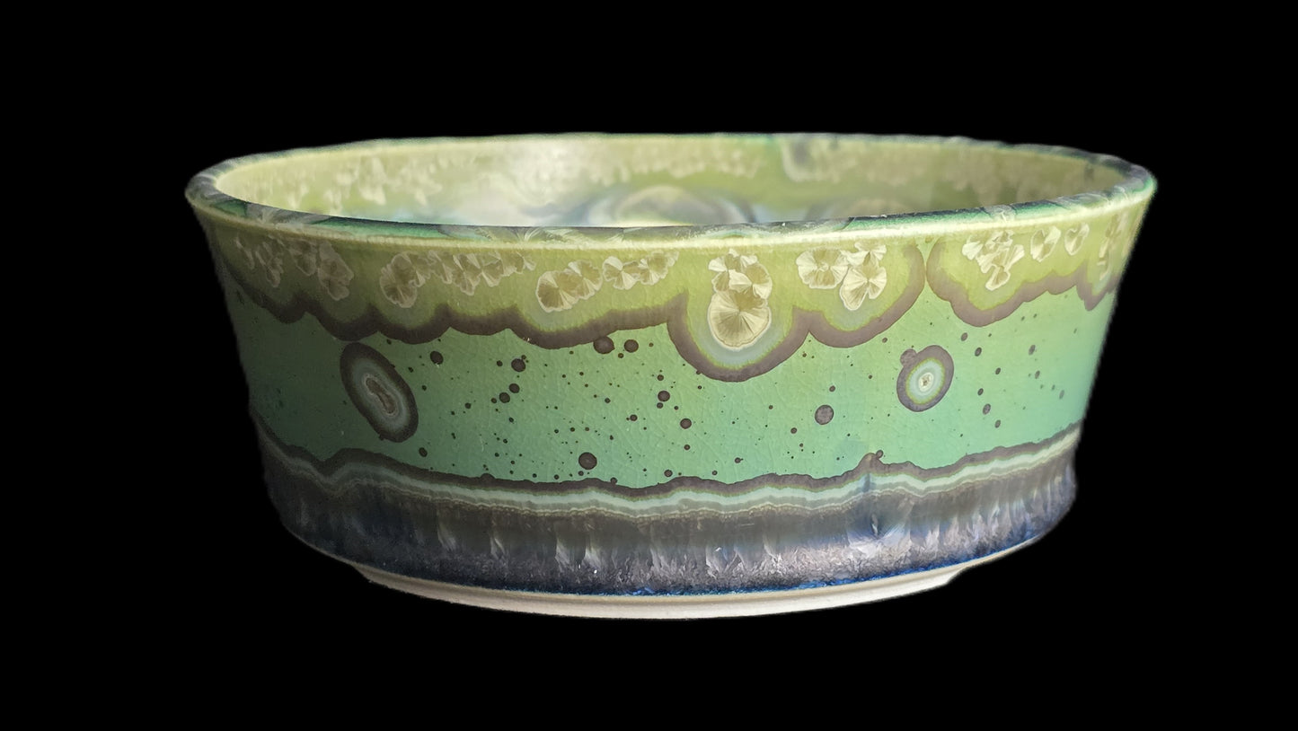 Bonsai Pot, Crystalline Round 1-26 - 5.5" X 2" Emerald Green Crystals