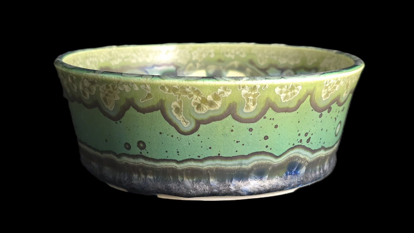 Bonsai Pot, Crystalline Round 1-26 - 5.5" X 2" Emerald Green Crystals