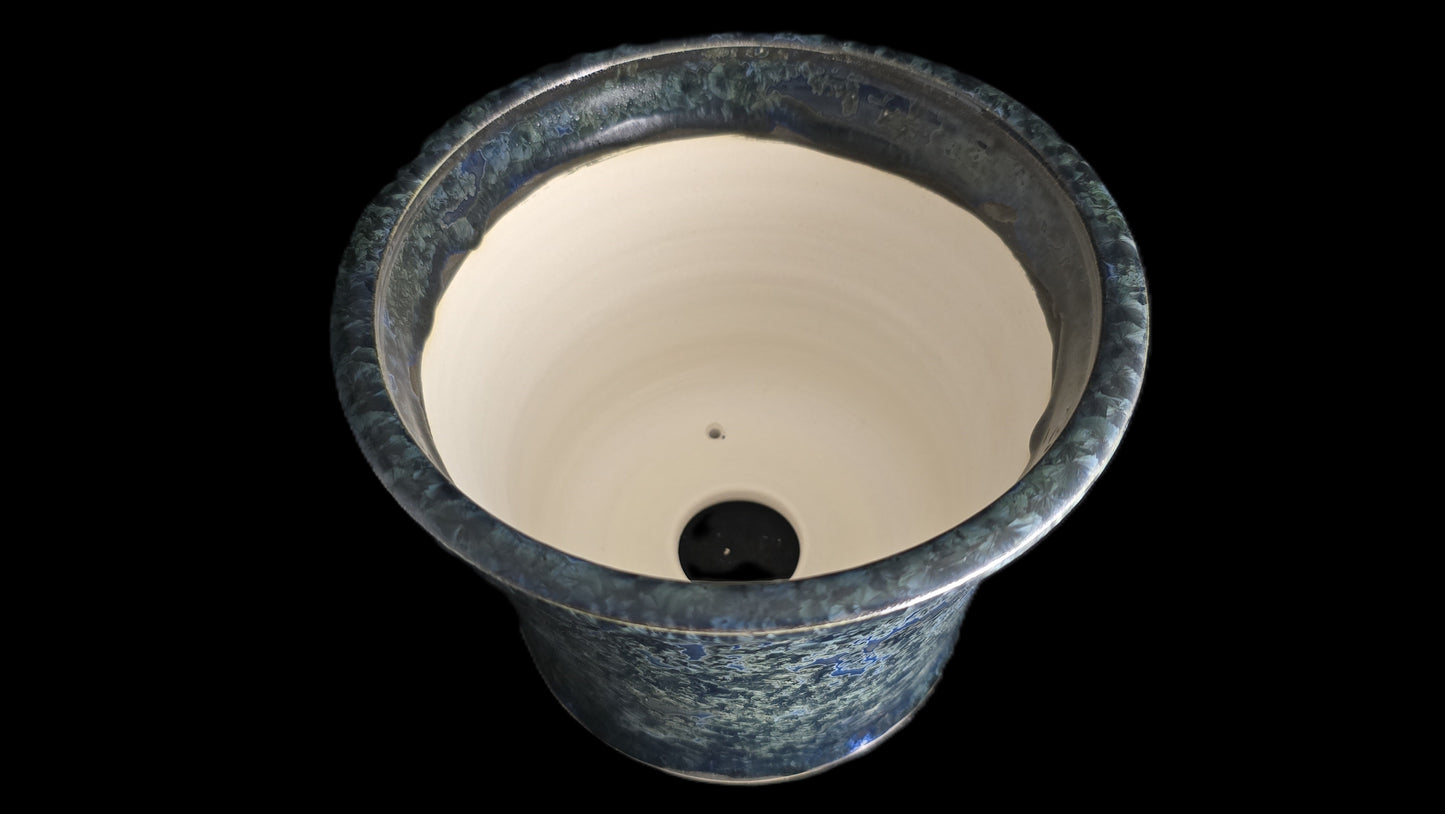 Bonsai Pot, Blue Crystal Round 1-26 - 7" X 5.5"t