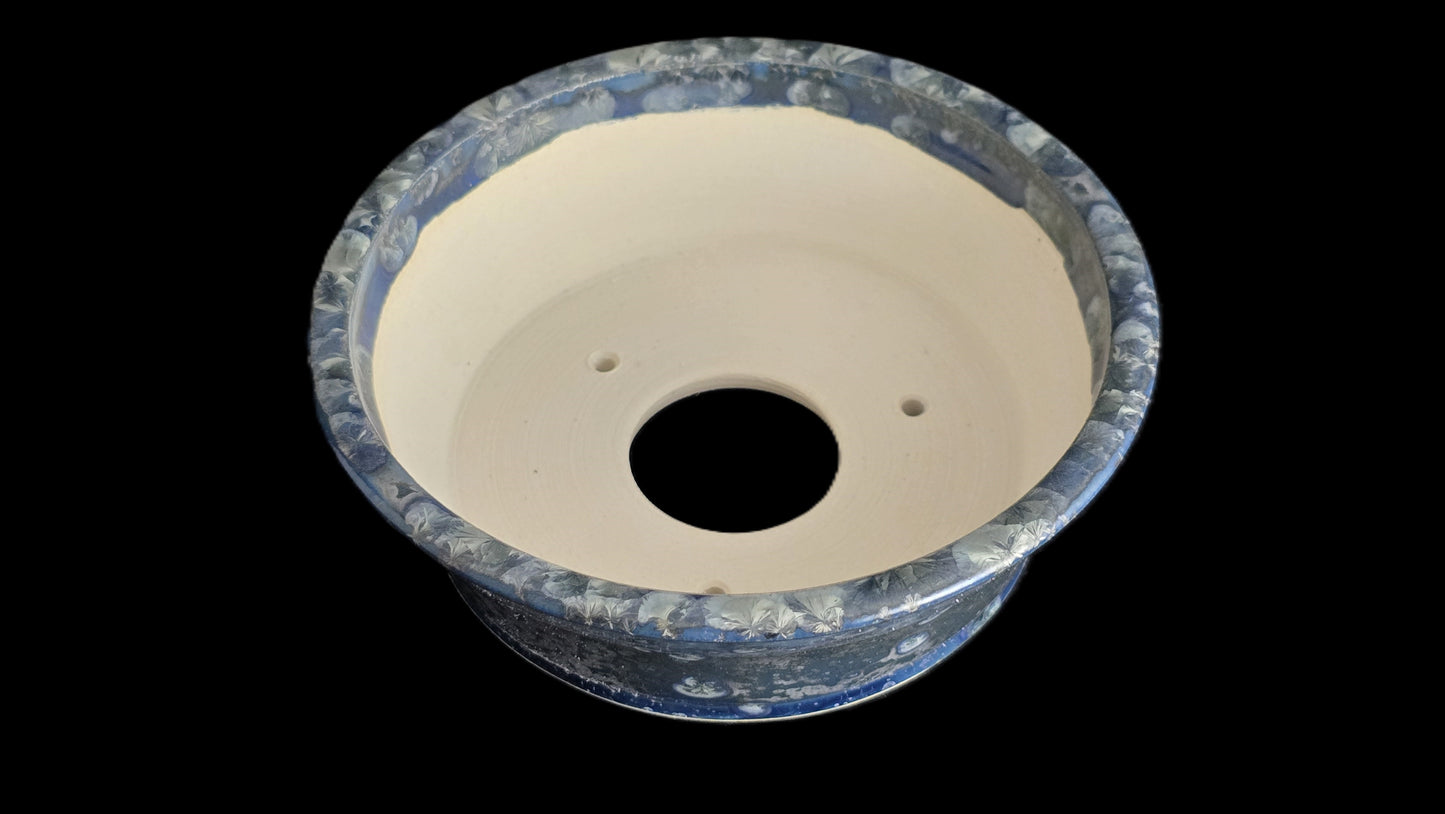 Bonsai Pot, Blue Crystal Round 1-26 - 5.5" X 2"