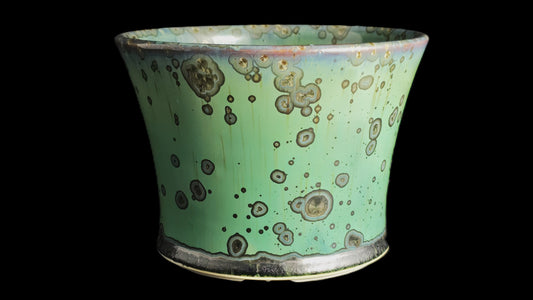 Bonsai Pot, Green Crystalline Round 1-26 - 6.75" X 5"