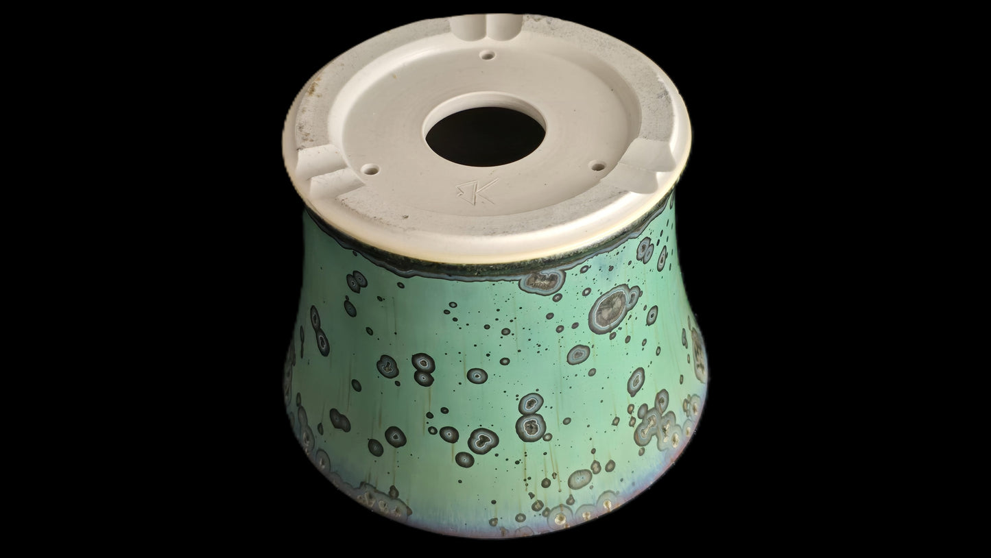 Bonsai Pot, Green Crystalline Round 1-26 - 6.75" X 5"