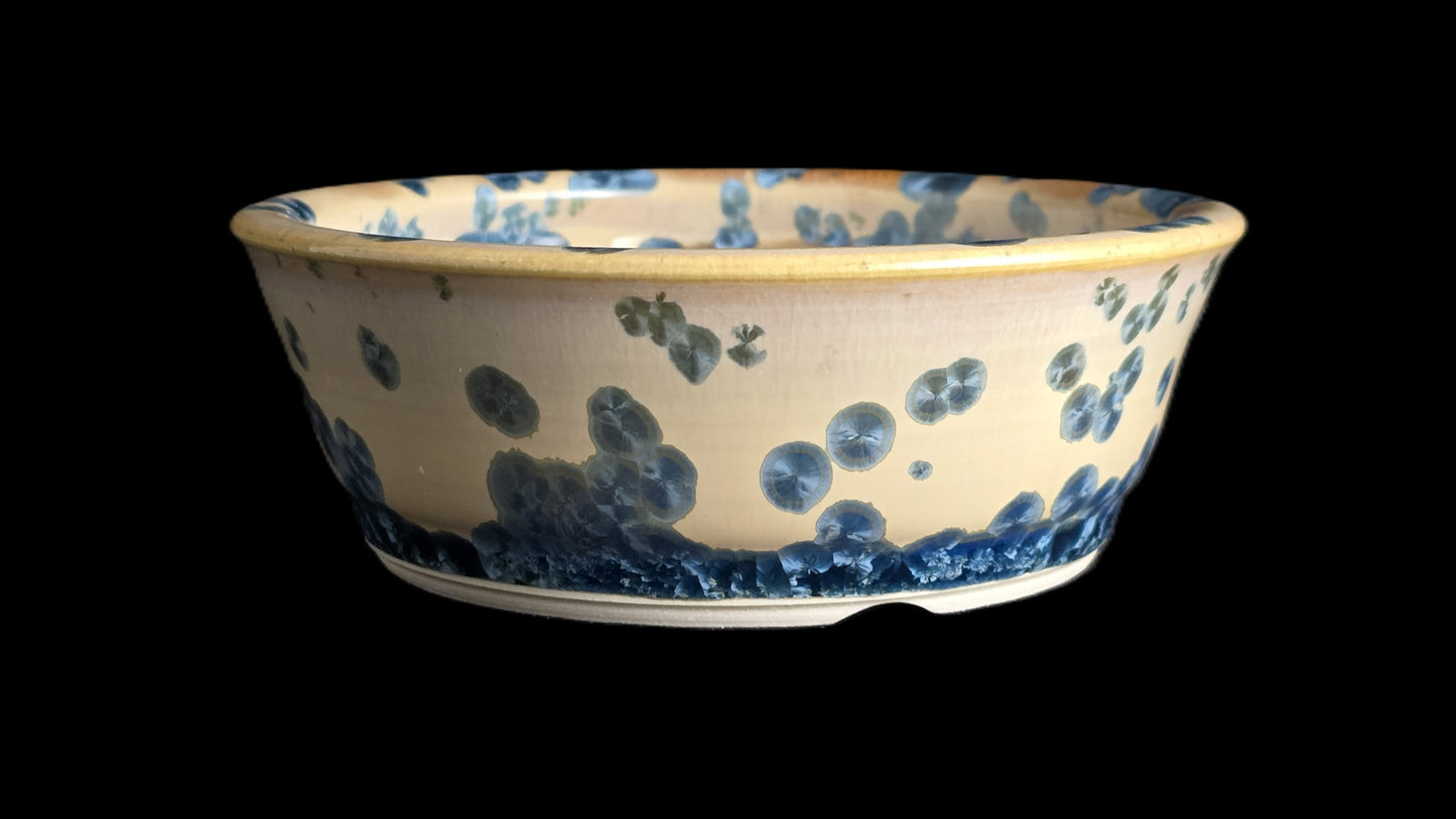 Bonsai Pot, Creamy Crystalline Round 1-26 - 5" X 1.75"