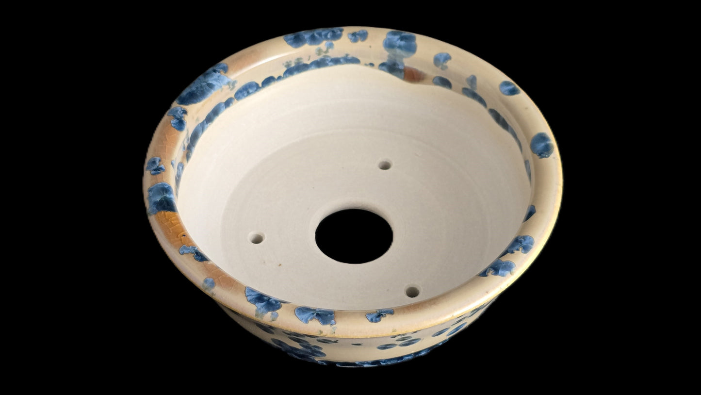 Bonsai Pot, Creamy Crystalline Round 1-26 - 5" X 1.75"