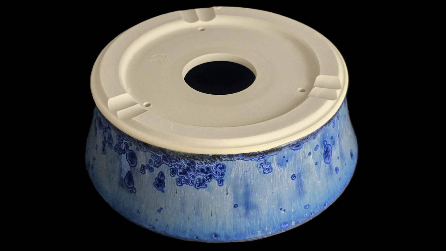 Bonsai Pot, Drippy Blue Crystalline Round 1-26 - 8.25" X 3"