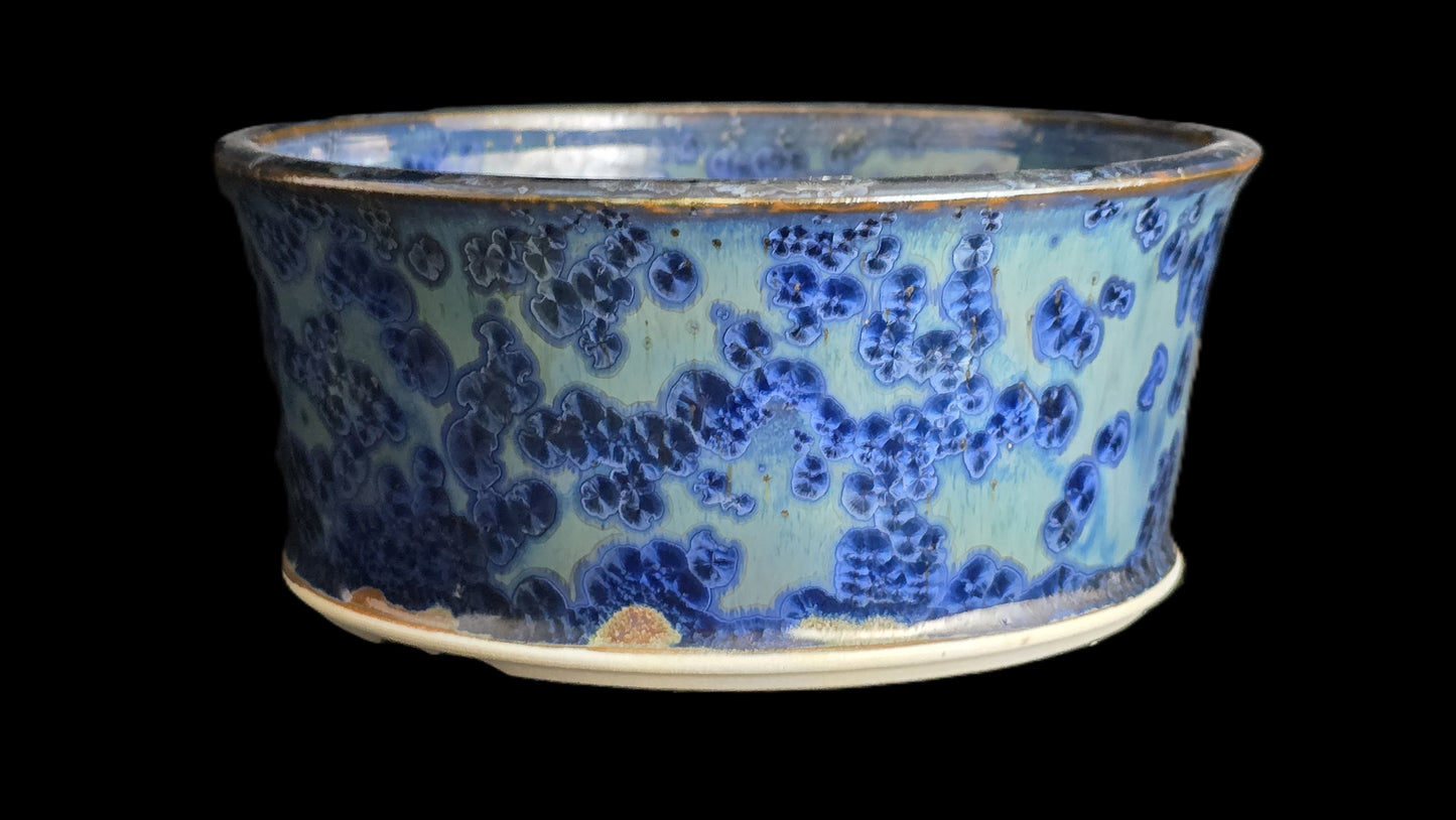 Bonsai Pot, Blue Crystalline Round 1-26 - 6.5" X 3"