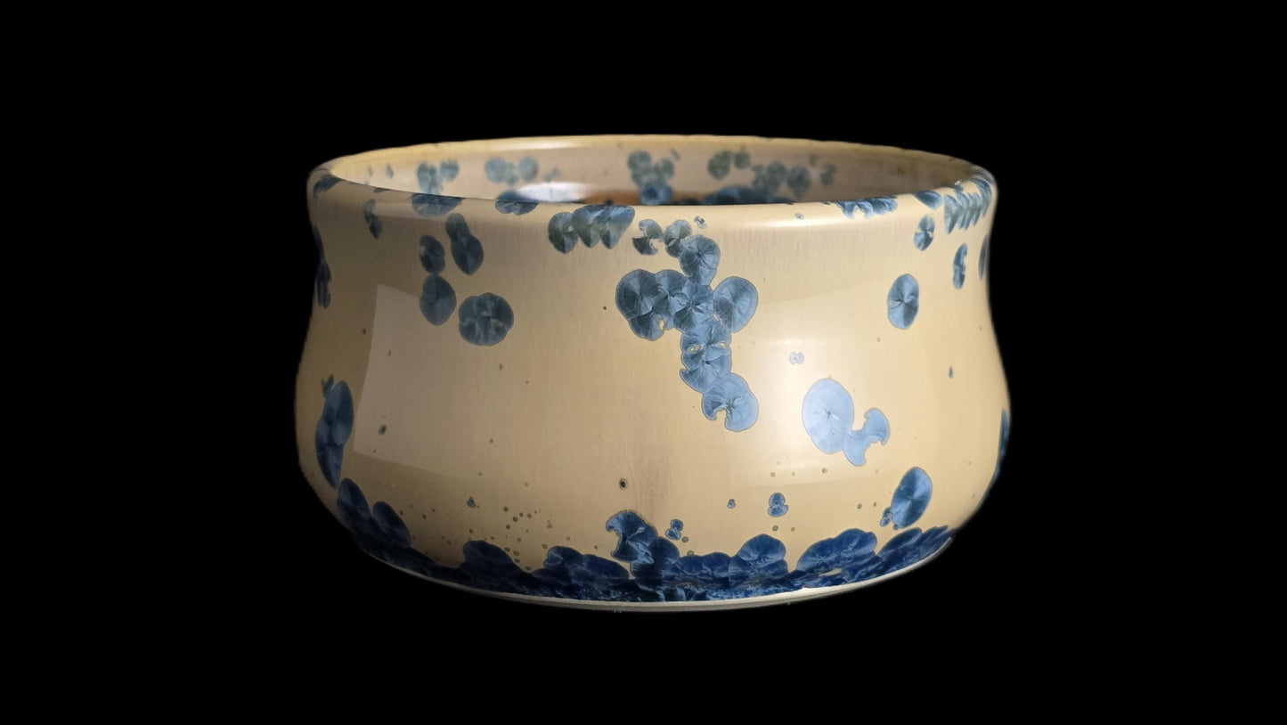 Bonsai Pot, Creamy Crystalline Round 1-26 - 5" X 2.5"