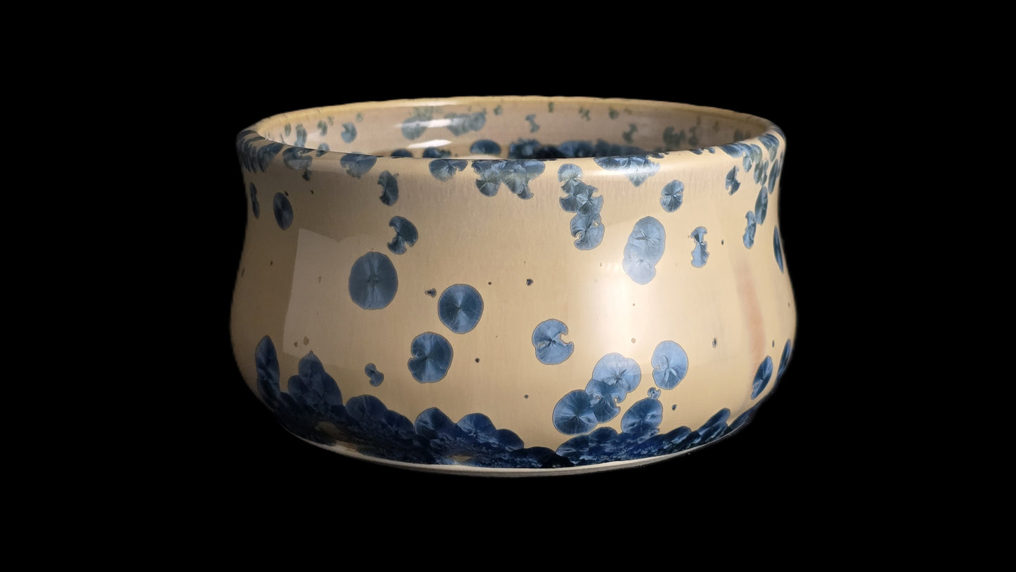 Bonsai Pot, Creamy Crystalline Round 1-26 - 5" X 2.5"