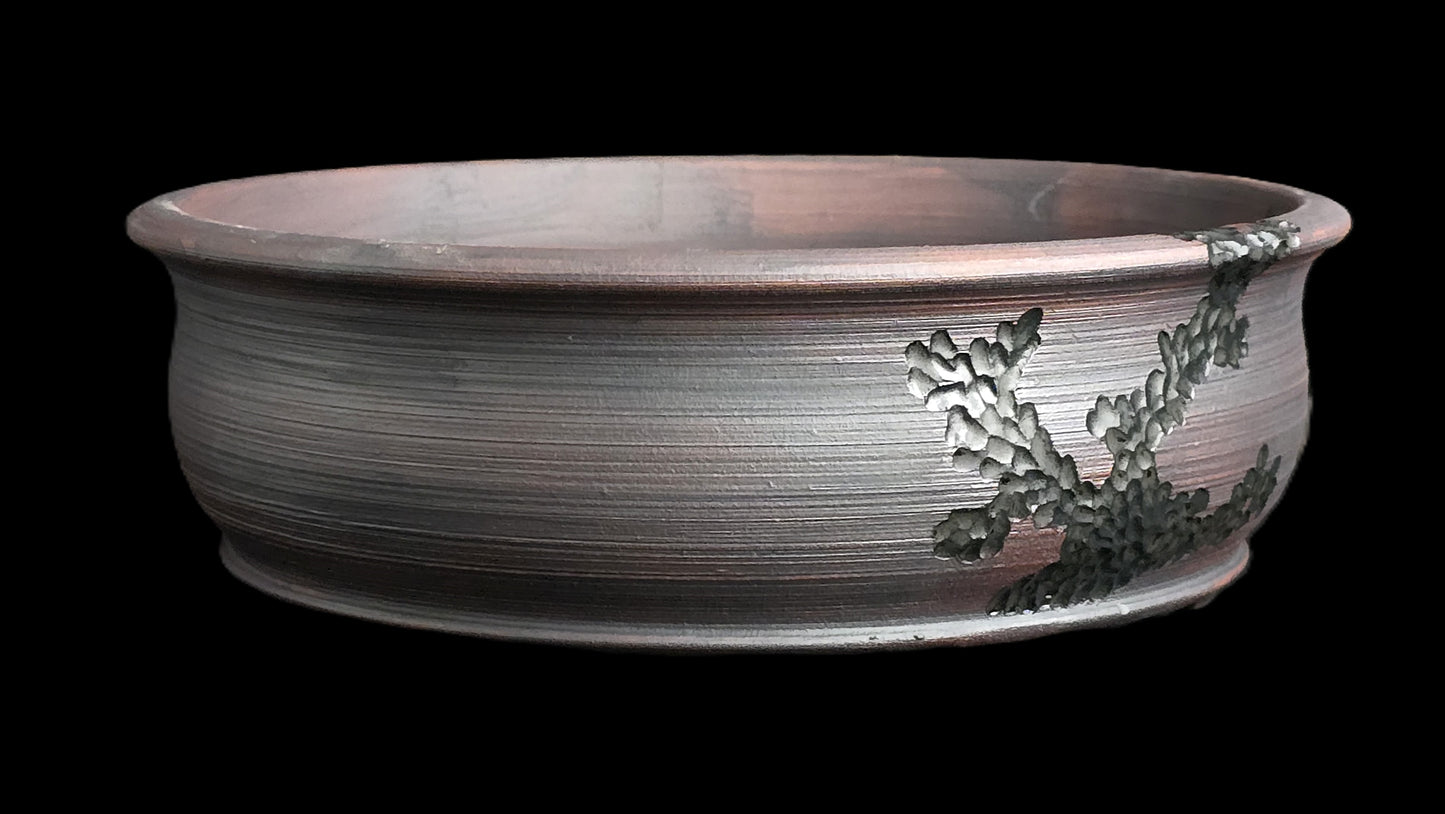 Bonsai Pot, Carved Round 1-26 - 7.5" X 2.5"