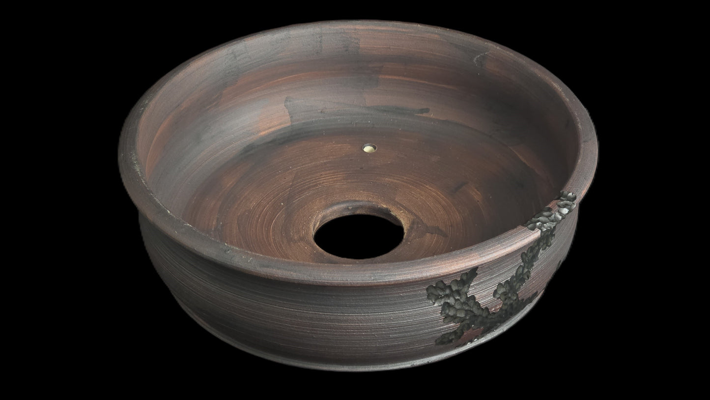 Bonsai Pot, Carved Round 1-26 - 7.5" X 2.5"