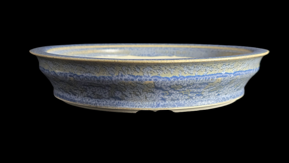 Crystalline round bonsai pot 10-26 side view 1