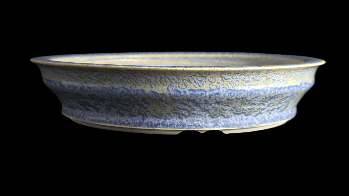 Crystalline round bonsai pot 10-26 side view 2