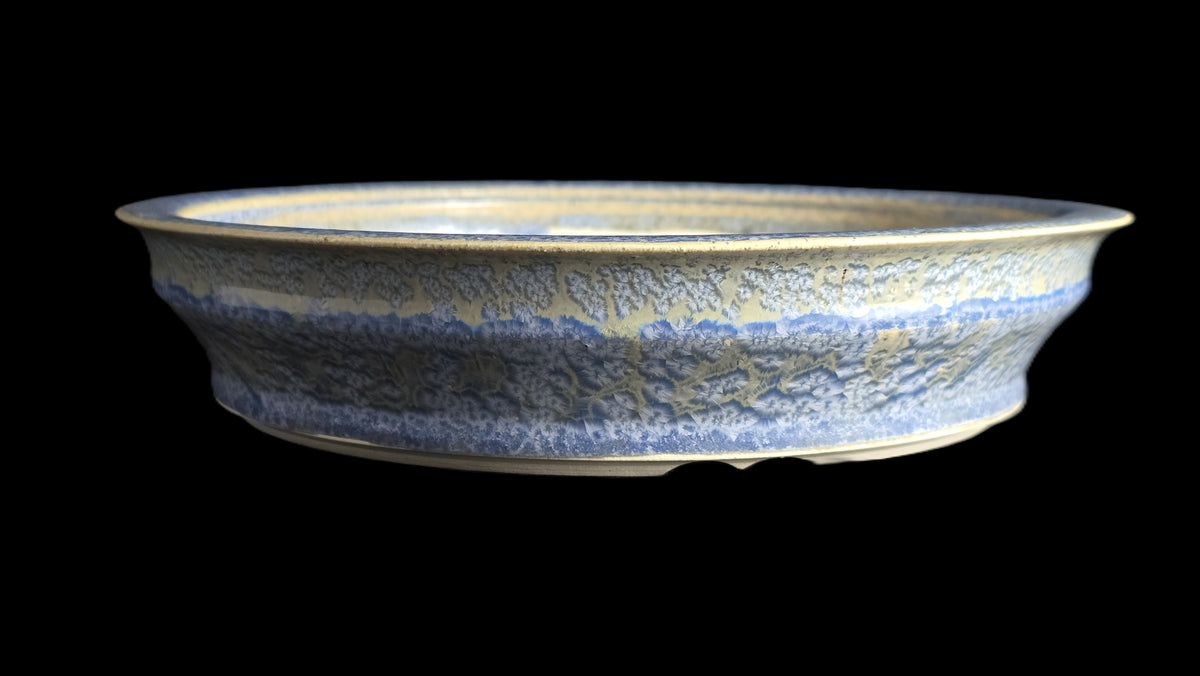 Crystalline round bonsai pot 10-26 side view 3