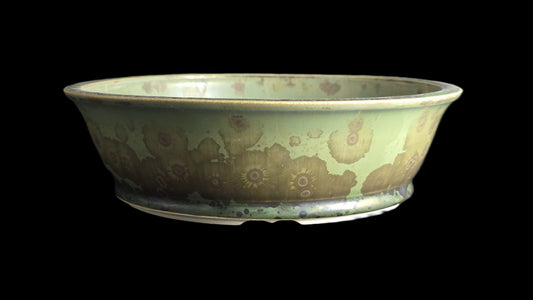 Crystalline round bonsai pot 10-26 8x2.5 side view 1