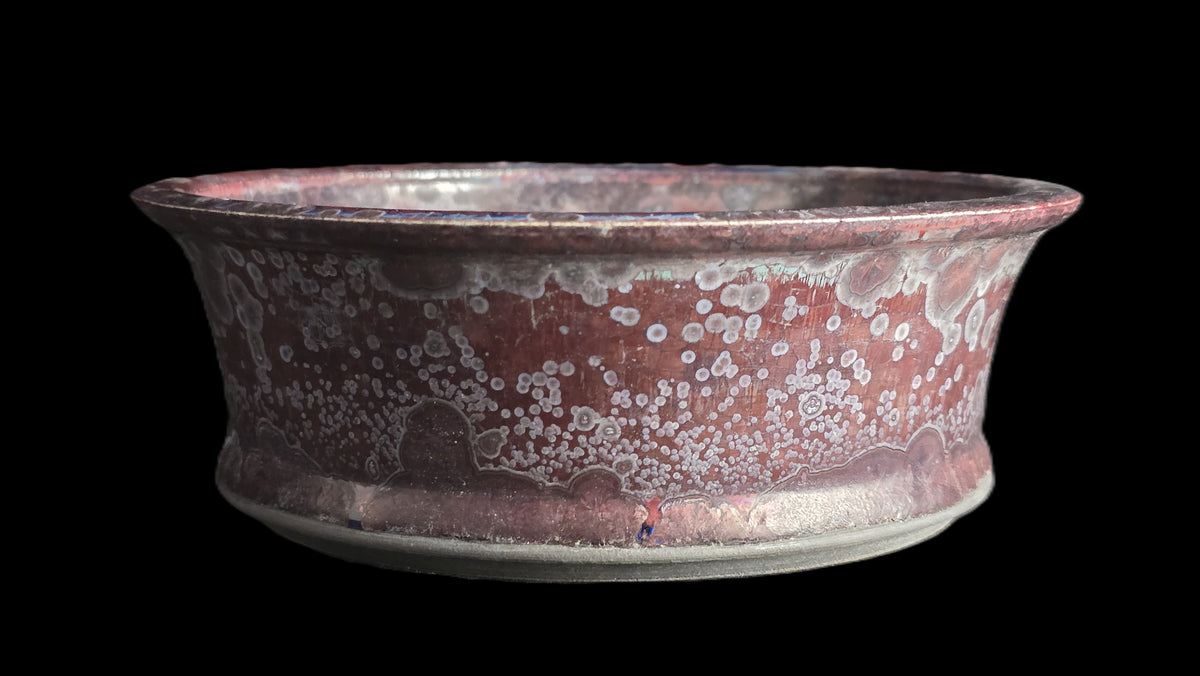 Crystalline round bonsai pot 10-26 6x2.25 side view 1