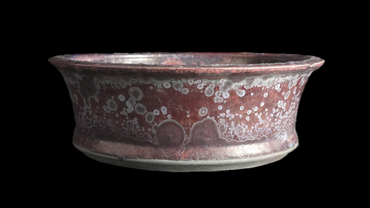 Crystalline round bonsai pot 10-26 6x2.25 side view 2