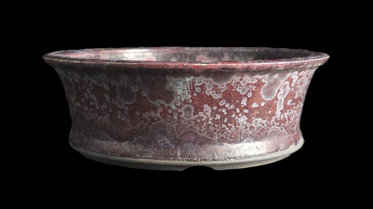 Crystalline round bonsai pot 10-26 6x2.25 side view 3