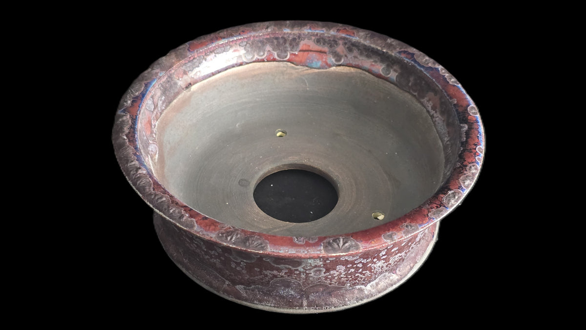 Crystalline round bonsai pot 10-26 6x2.25 top view