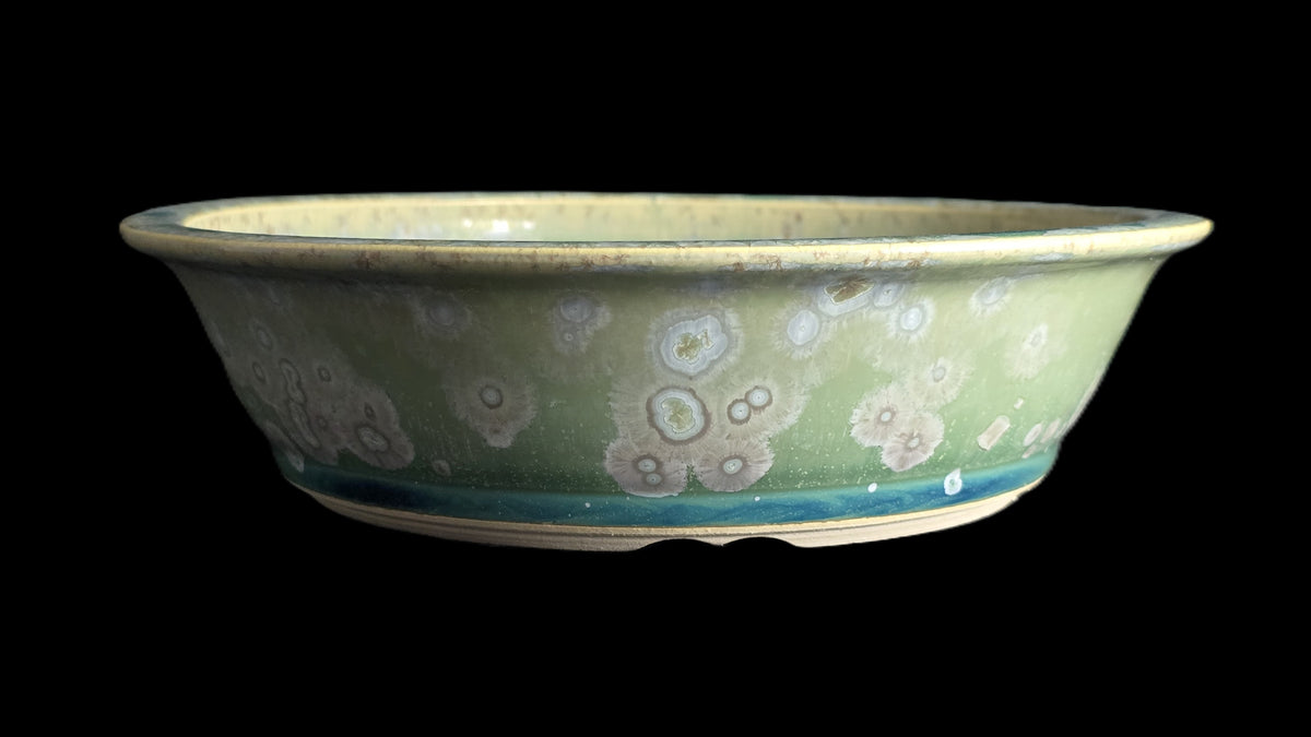 Crystalline round bonsai pot 10-26 7.5x2 side view 3
