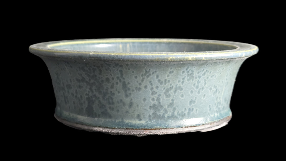 Crystalline round bonsai pot 10-26 6.75x2.25 side view 1