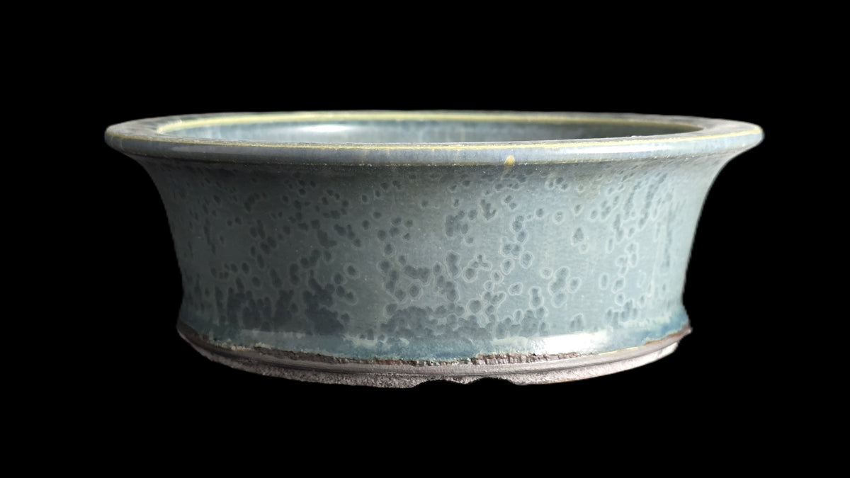 Crystalline round bonsai pot 10-26 6.75x2.25 side view 2