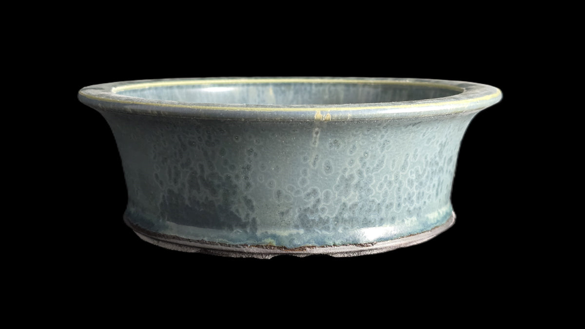 Crystalline round bonsai pot 10-26 6.75x2.25 side view 3
