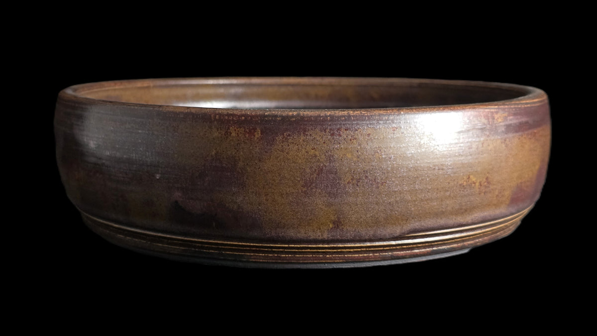 Rustic copper bonsai pot 10-26 side view 1