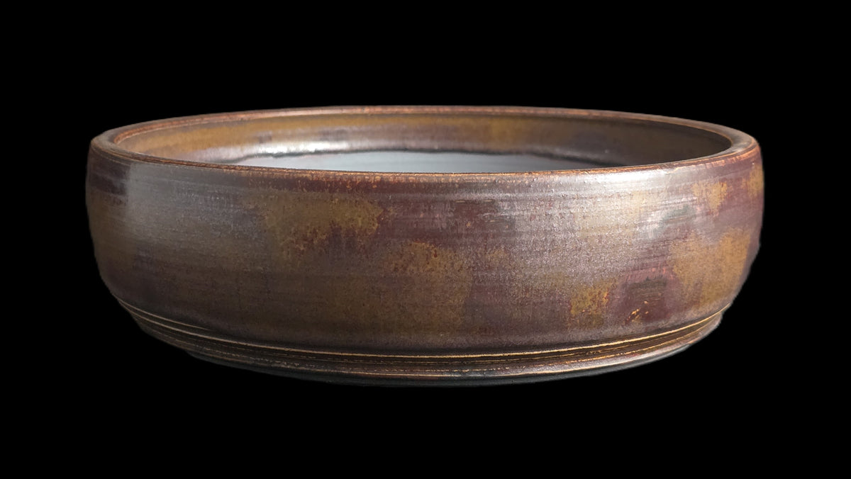Rustic copper bonsai pot 10-26 side view 2