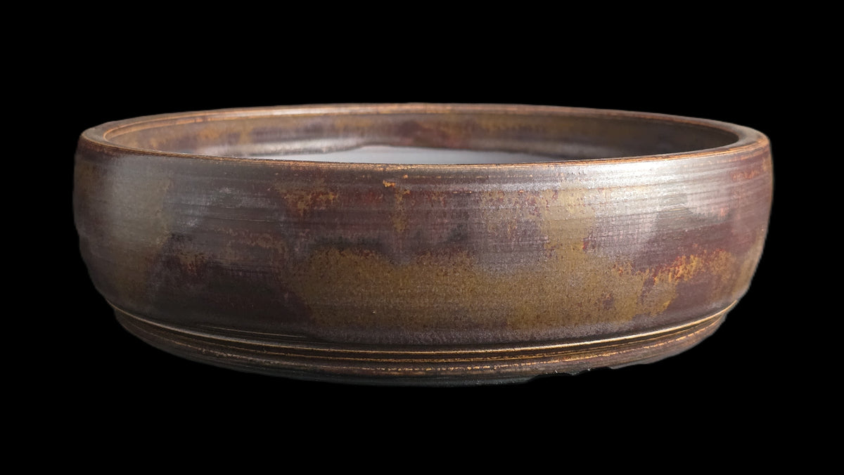 Rustic copper bonsai pot 10-26 side view 3