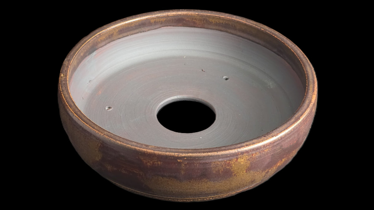 Rustic copper bonsai pot 10-26 top view