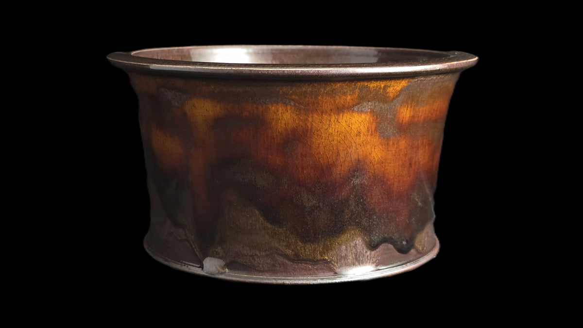 Lava semi-cascade bonsai pot 10-26 side view 2