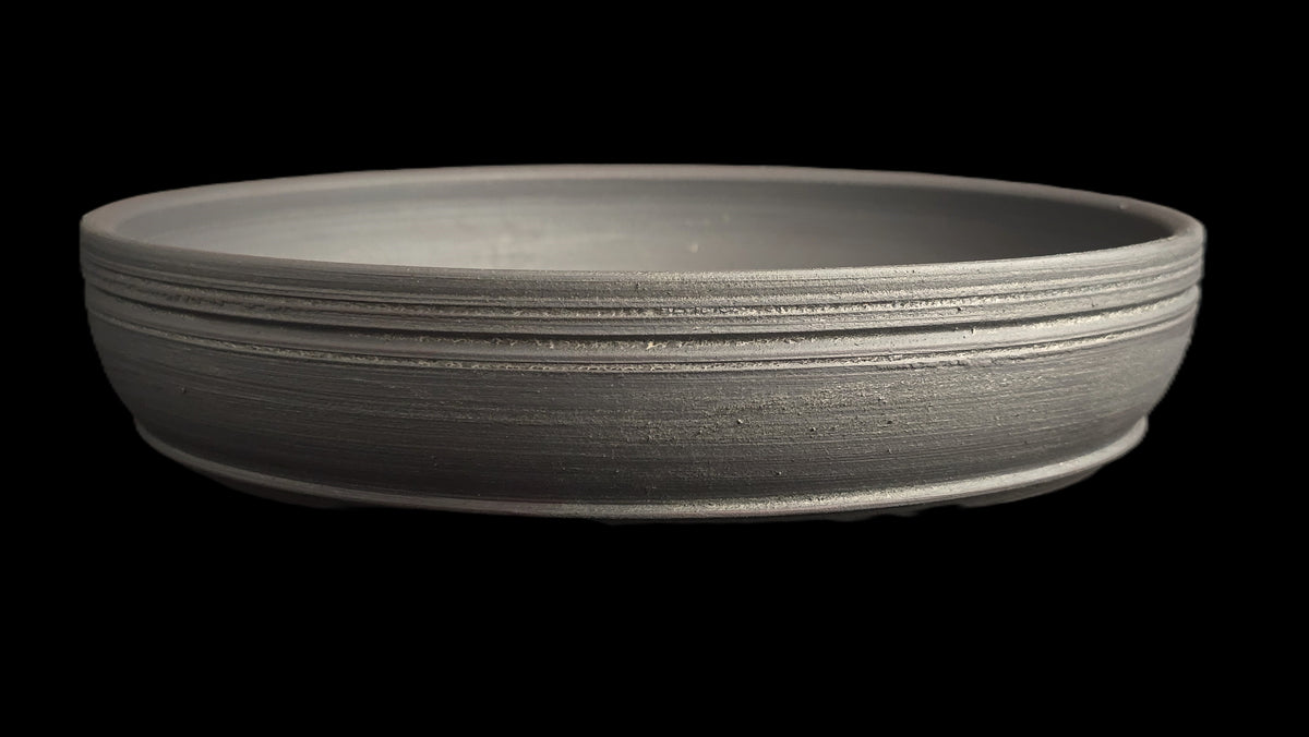 Shallow rustic oxide wash bonsai pot 10-26 side view 1