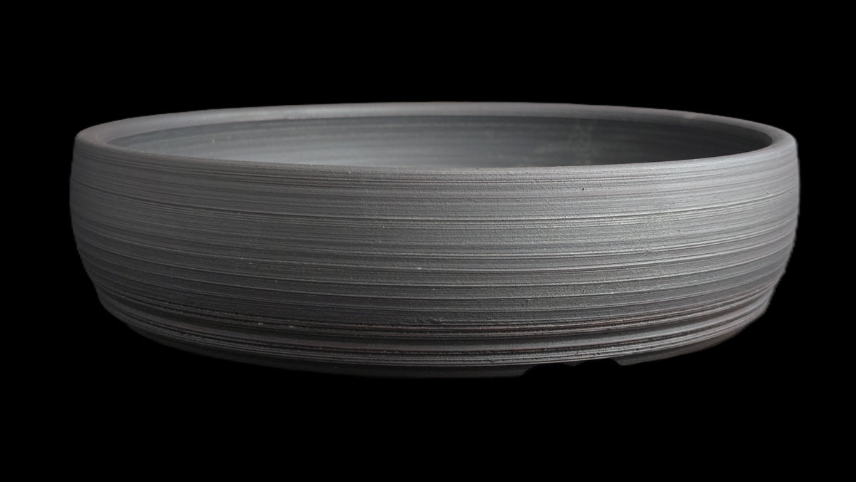 Rustic iron oxide round bonsai pot 10-26 side view 1