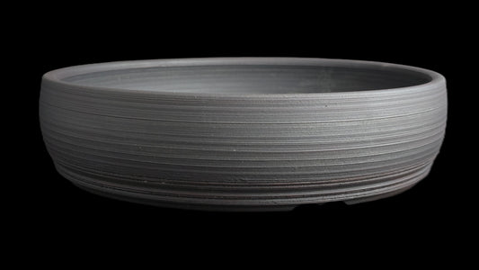 Rustic iron oxide round bonsai pot 10-26 side view 1
