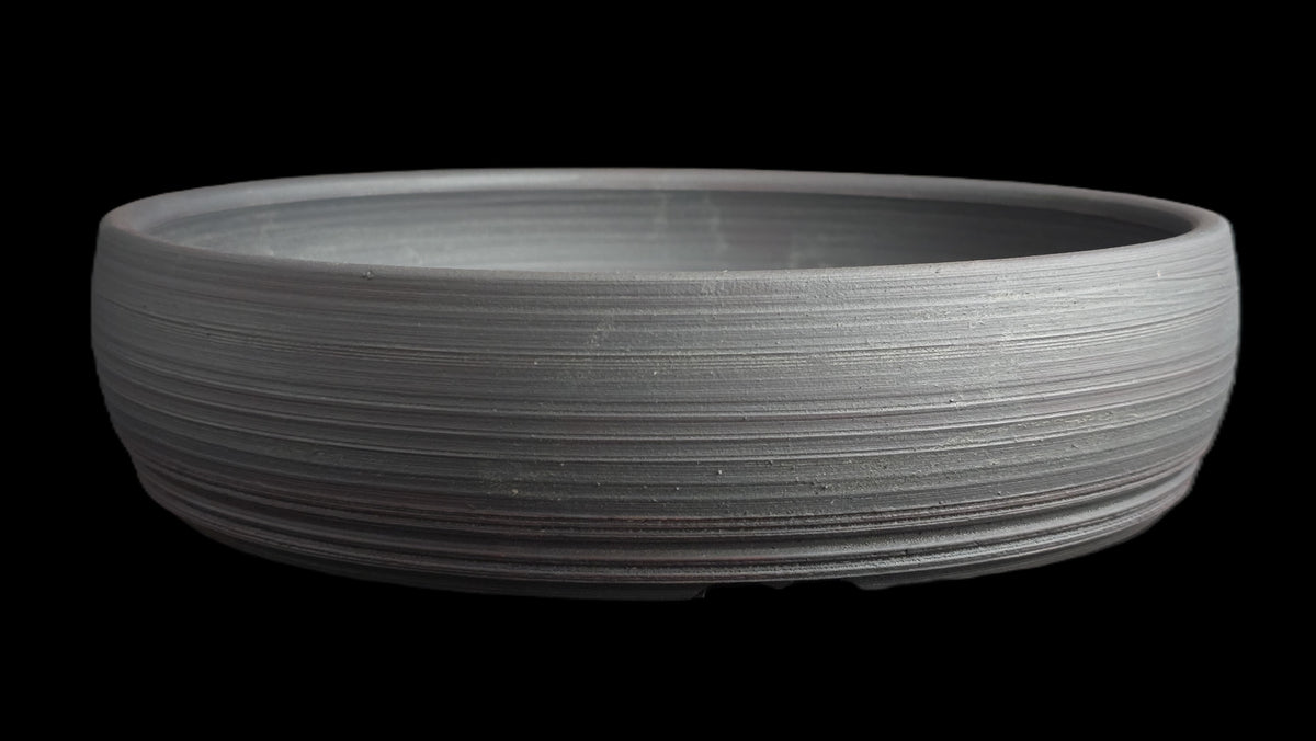 Rustic iron oxide round bonsai pot 10-26 side view 2