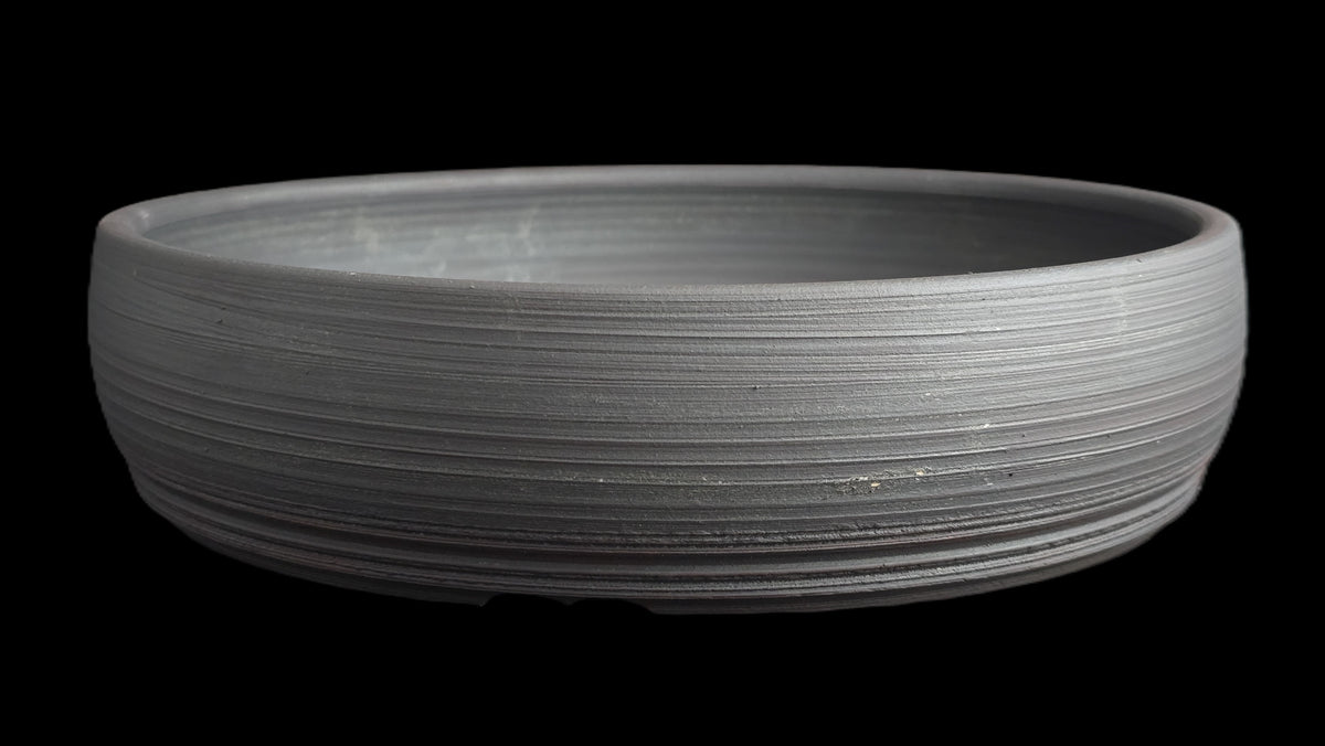 Rustic iron oxide round bonsai pot 10-26 side view 3