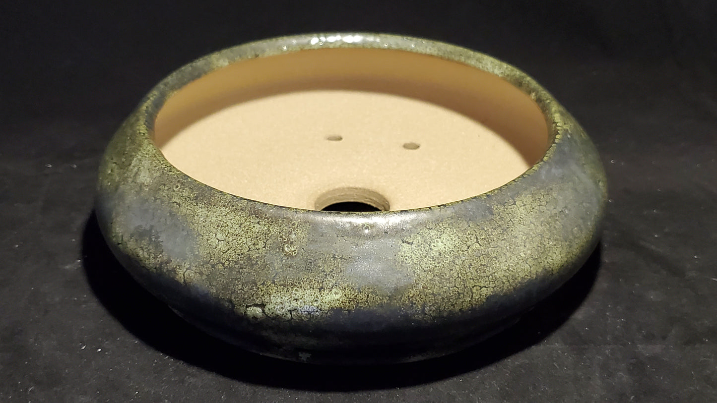 Bonsai Pot Round 10-22-1002(snakeskin glaze)